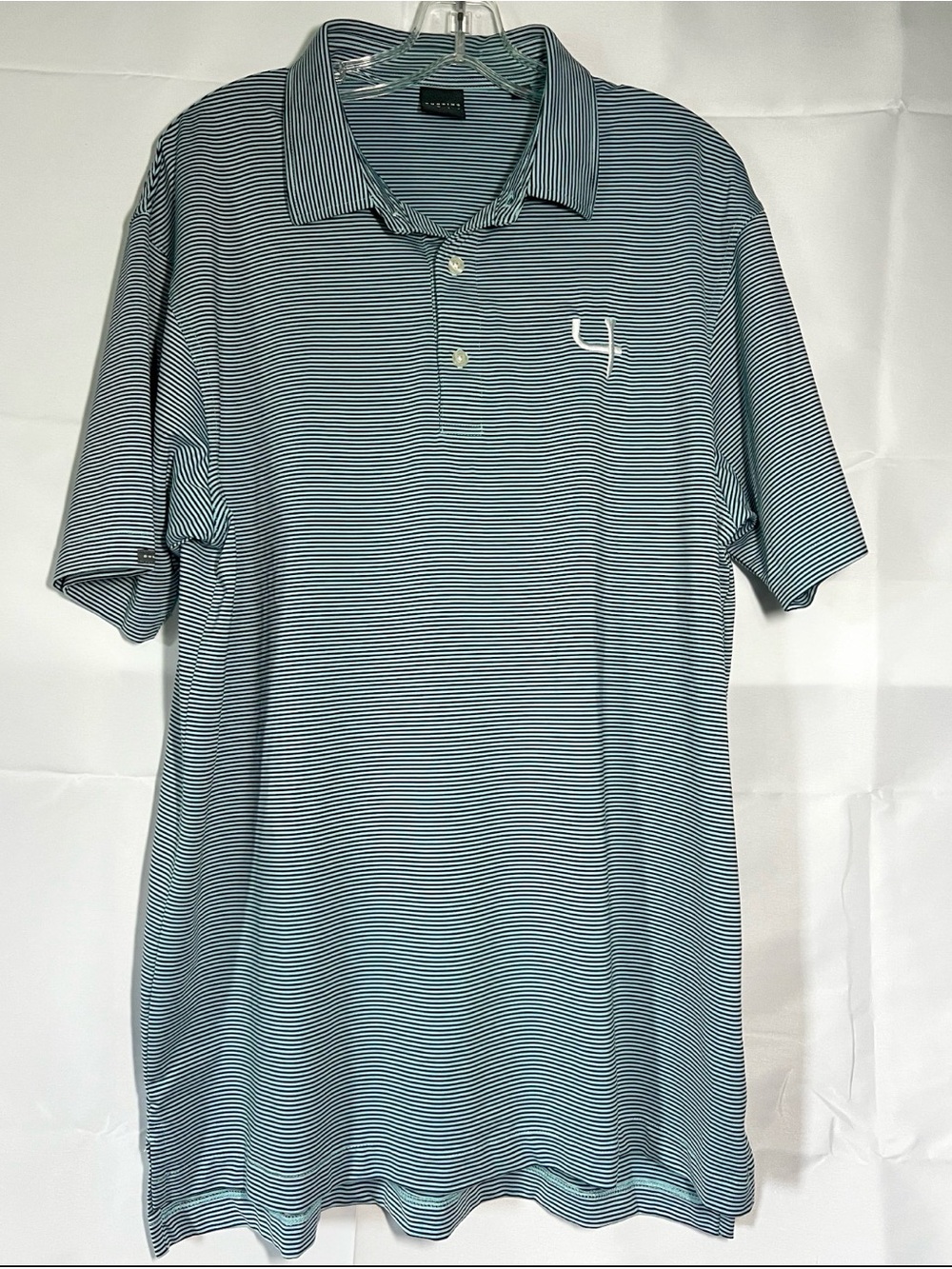 Men's Blue Striped Performance Polo Shirt Dunning Golf